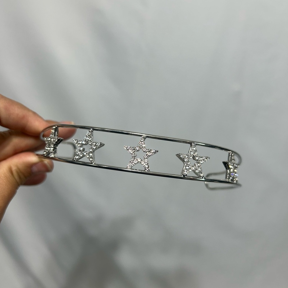 Unique Silver Star-Embellished Headband